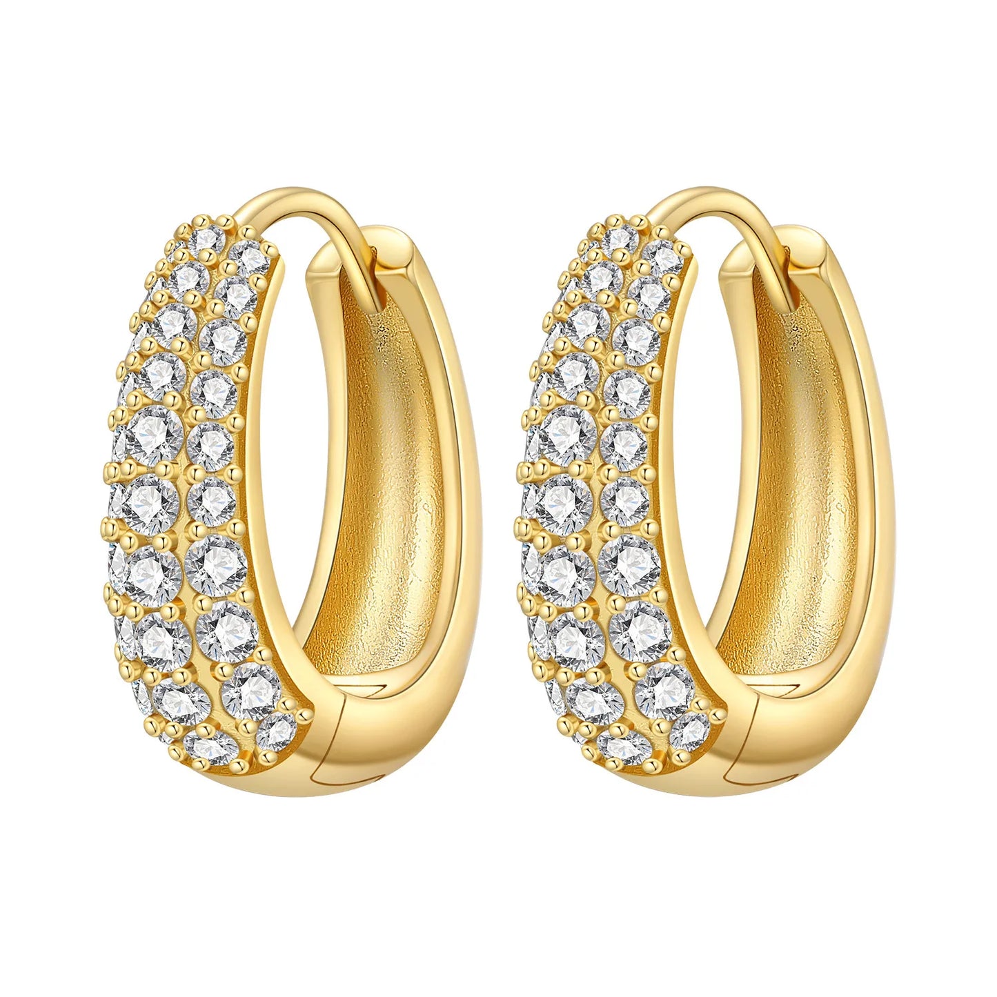 S925 Sterling Silver 18K Gold-Lined Zircon Hoop Earrings for Women