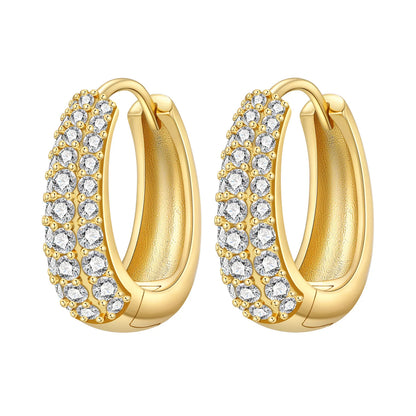 S925 Sterling Silver 18K Gold-Lined Zircon Hoop Earrings for Women