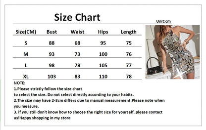 Sexy Shiny Sequin Dress Women Summer Sleeveless Backless O Neck Mini Dresses Ladies Elegant Halter Bodycon Glitter Party Dresses