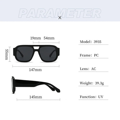 Retro Double Bridge Square Sunglasses for Women & Men – Candy Color Oversized UV400 Fashion Sun Glasses