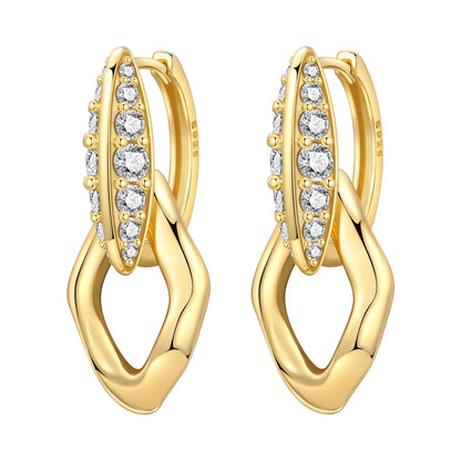S925 Sterling Silver 18K Gold-Lined Zircon Hoop Earrings for Women