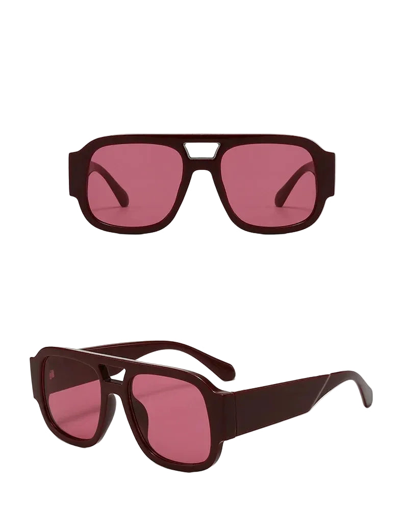 Retro Double Bridge Square Sunglasses for Women & Men – Candy Color Oversized UV400 Fashion Sun Glasses