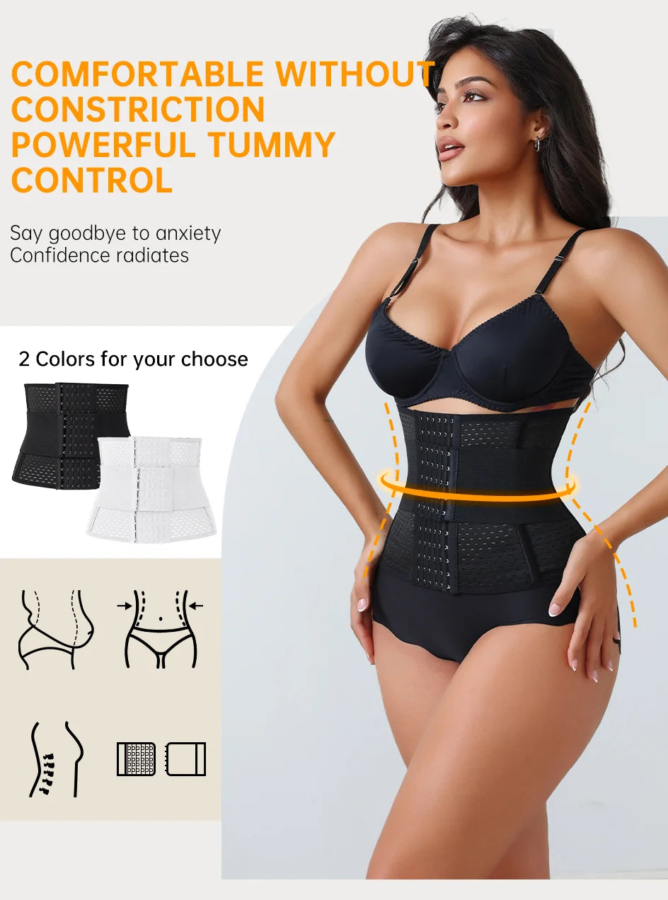 New Adjustable Waist Trainer for Women Double Belts Neoprene Corset with Zipper