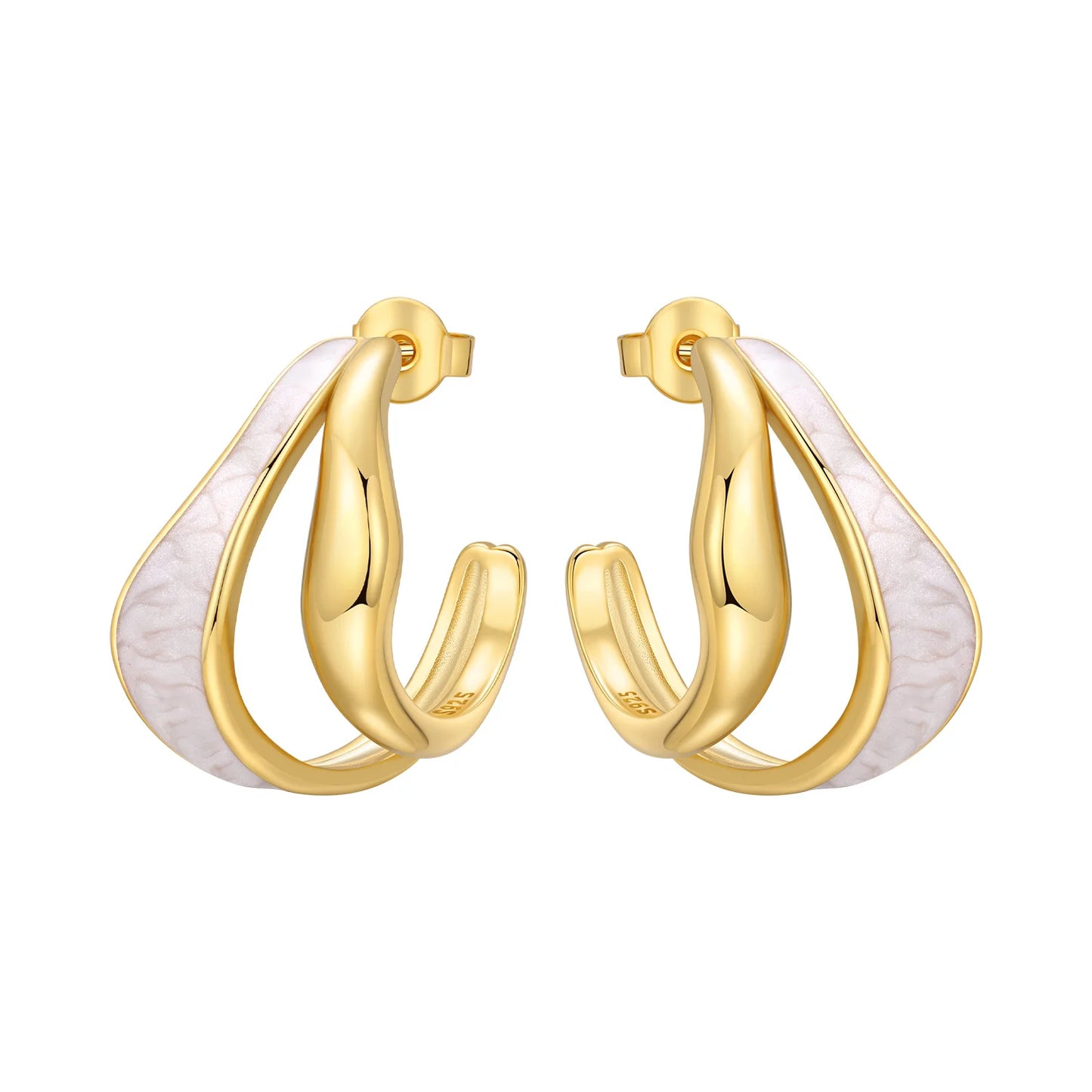 S925 Sterling Silver 18K Gold-Lined Zircon Hoop Earrings for Women