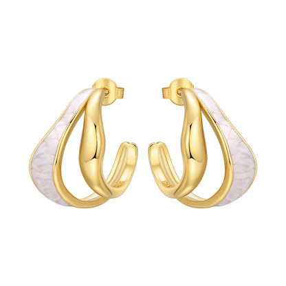 S925 Sterling Silver 18K Gold-Lined Zircon Hoop Earrings for Women