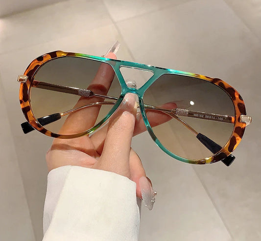 Vintage Double Bridge Oval Sunglasses UV400 | Luxury Gradient Lens Retro Fashion Eyewear for Men & Women