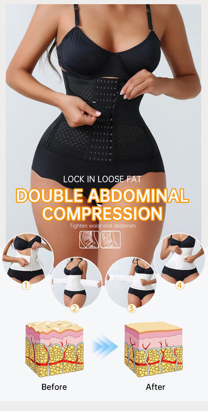 New Adjustable Waist Trainer for Women Double Belts Neoprene Corset with Zipper