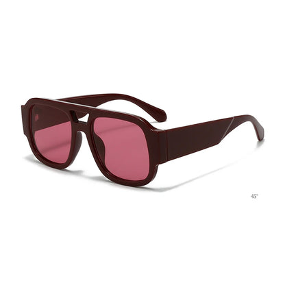 Retro Double Bridge Square Sunglasses for Women & Men – Candy Color Oversized UV400 Fashion Sun Glasses