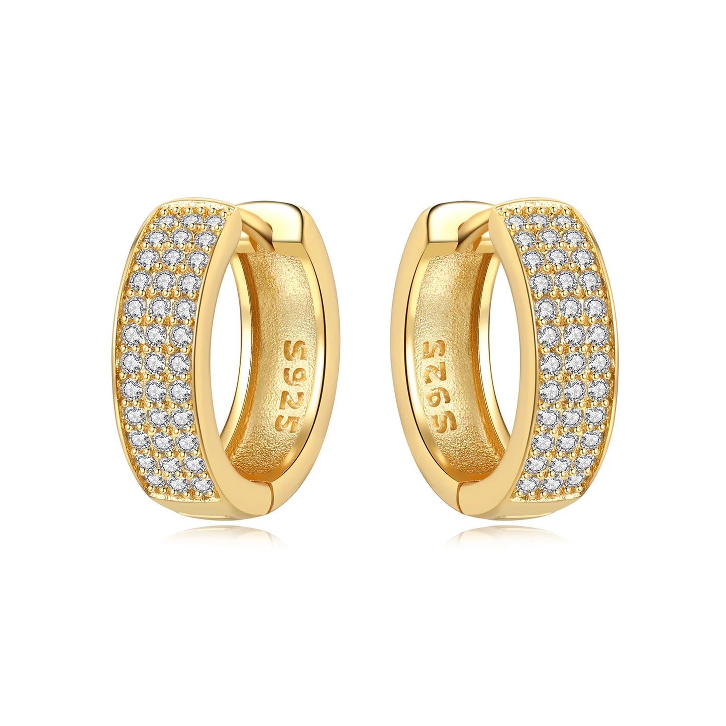 S925 Sterling Silver 18K Gold-Lined Zircon Hoop Earrings for Women