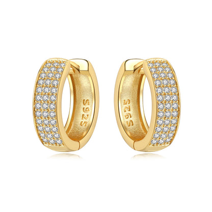 S925 Sterling Silver 18K Gold-Lined Zircon Hoop Earrings for Women