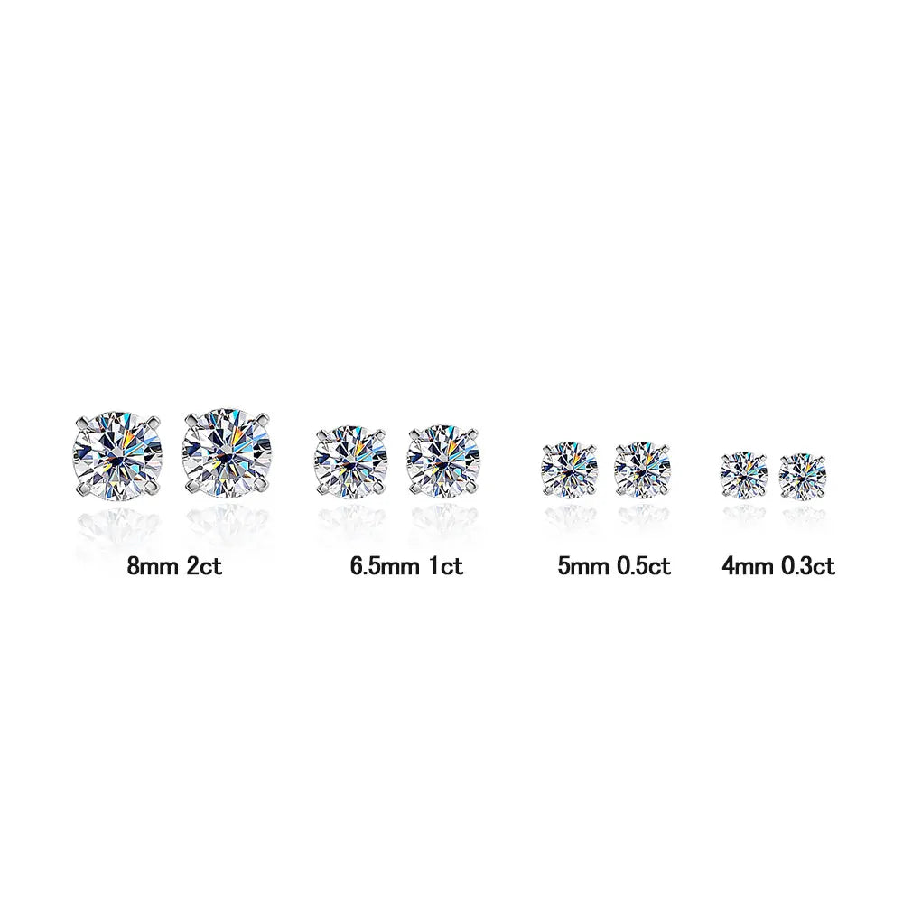 Moissanite Earring 0.2-2ct D VVS1 GRA Certified Lab Diamond 4 Claw s925 Unisex Sterling Silver Stud Earrings