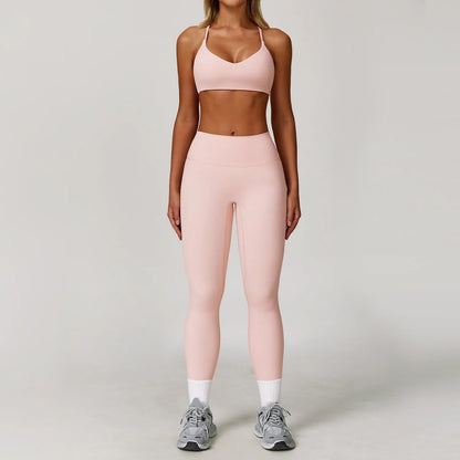 Women's 2/3PCS Yoga Set Workout Clothes Long Sleeve Sports Bra Leggings Gym Running Activewear Outfit