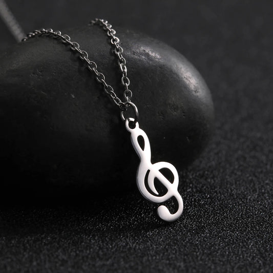 Music Note Necklace – Treble Clef Pendant Chain Jewelry for Women Men Kids Silver Musical Symbol Gift