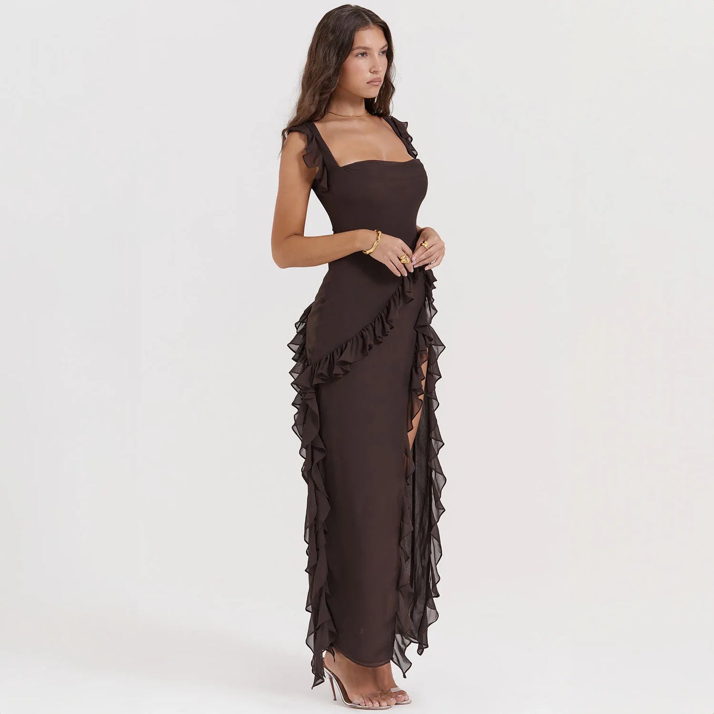 Women’s Sexy Backless Maxi Dress – Elegant Red High Slit Summer Party Evening Dress