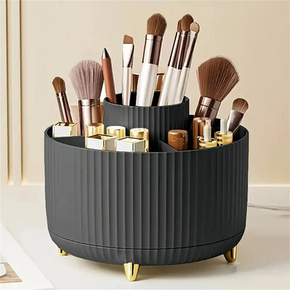 360 Rotating Makeup Organizer Multi Compartment Cosmetic Brush Holder