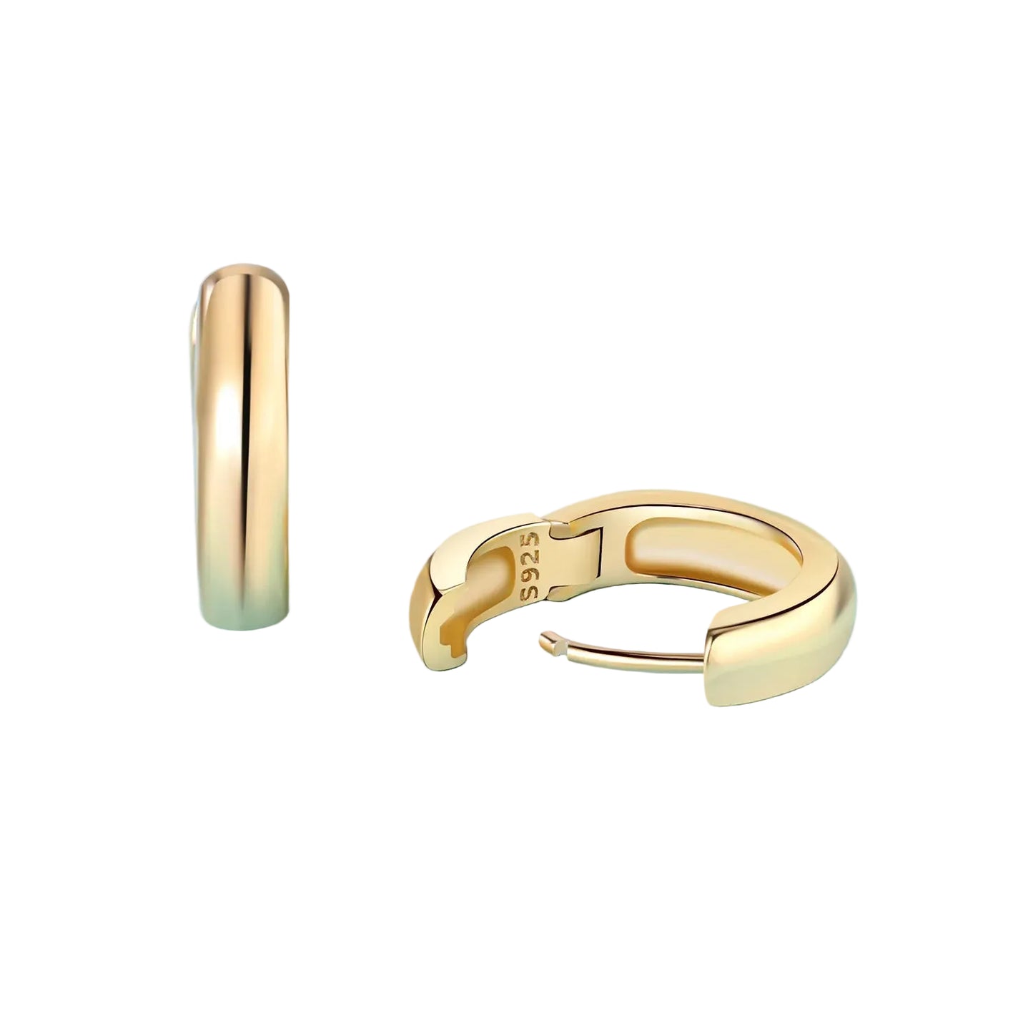 S925 Sterling Silver 18K Gold-Lined Zircon Hoop Earrings for Women