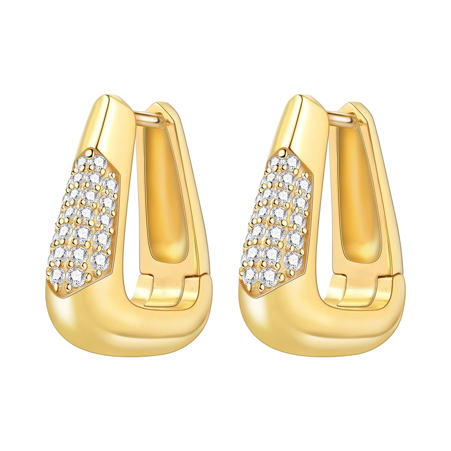S925 Sterling Silver 18K Gold-Lined Zircon Hoop Earrings for Women