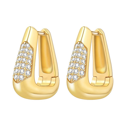 S925 Sterling Silver 18K Gold-Lined Zircon Hoop Earrings for Women