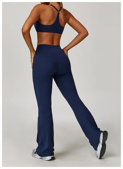 Women's 2/3PCS Yoga Set Workout Clothes Long Sleeve Sports Bra Leggings Gym Running Activewear Outfit