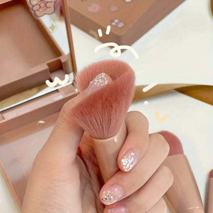 5 Piece Portable Makeup Brush Set With Mirror Foldable Travel Kit