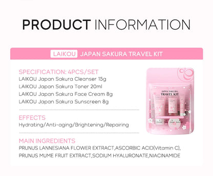 LAIKOU Sakura Skin Care Sets Facial Cleanser Face Cream Serum Toner Moisturizing Brightening Firming Hydrating Face Care Kit