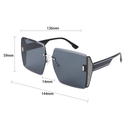 Women’s Vintage Square Frameless Sunglasses – Retro Gradient Lens UV Protection Fashion Shades