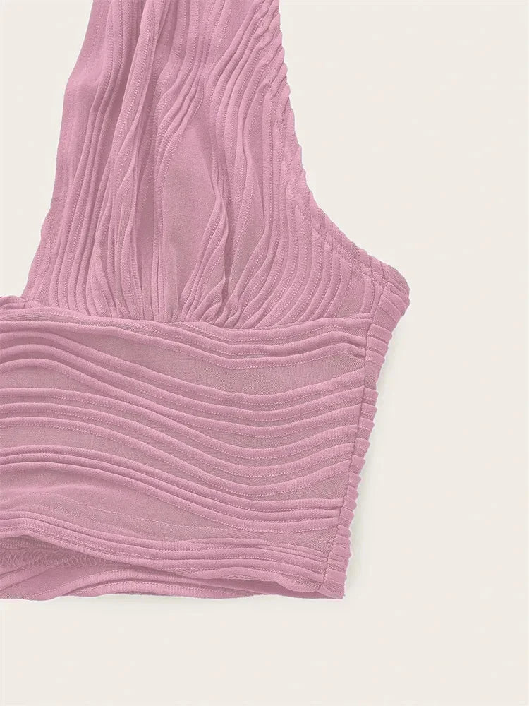 Women's White Backless Halter Crop Top - Deep V Neck Sleeveless Y2K Tank Top, Sexy Club Streetwear Summer Going Out Top