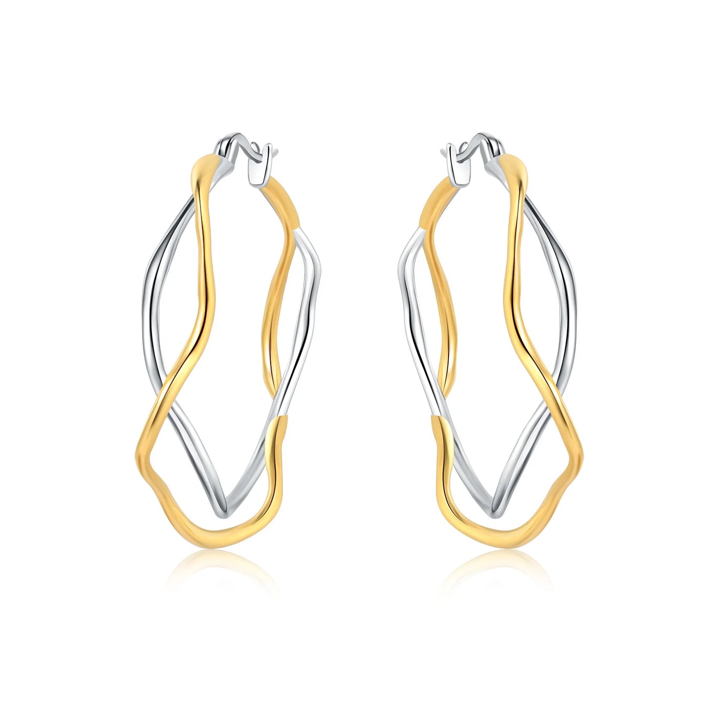 S925 Sterling Silver 18K Gold-Lined Zircon Hoop Earrings for Women