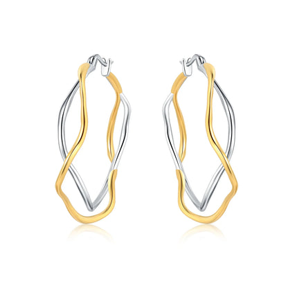 S925 Sterling Silver 18K Gold-Lined Zircon Hoop Earrings for Women