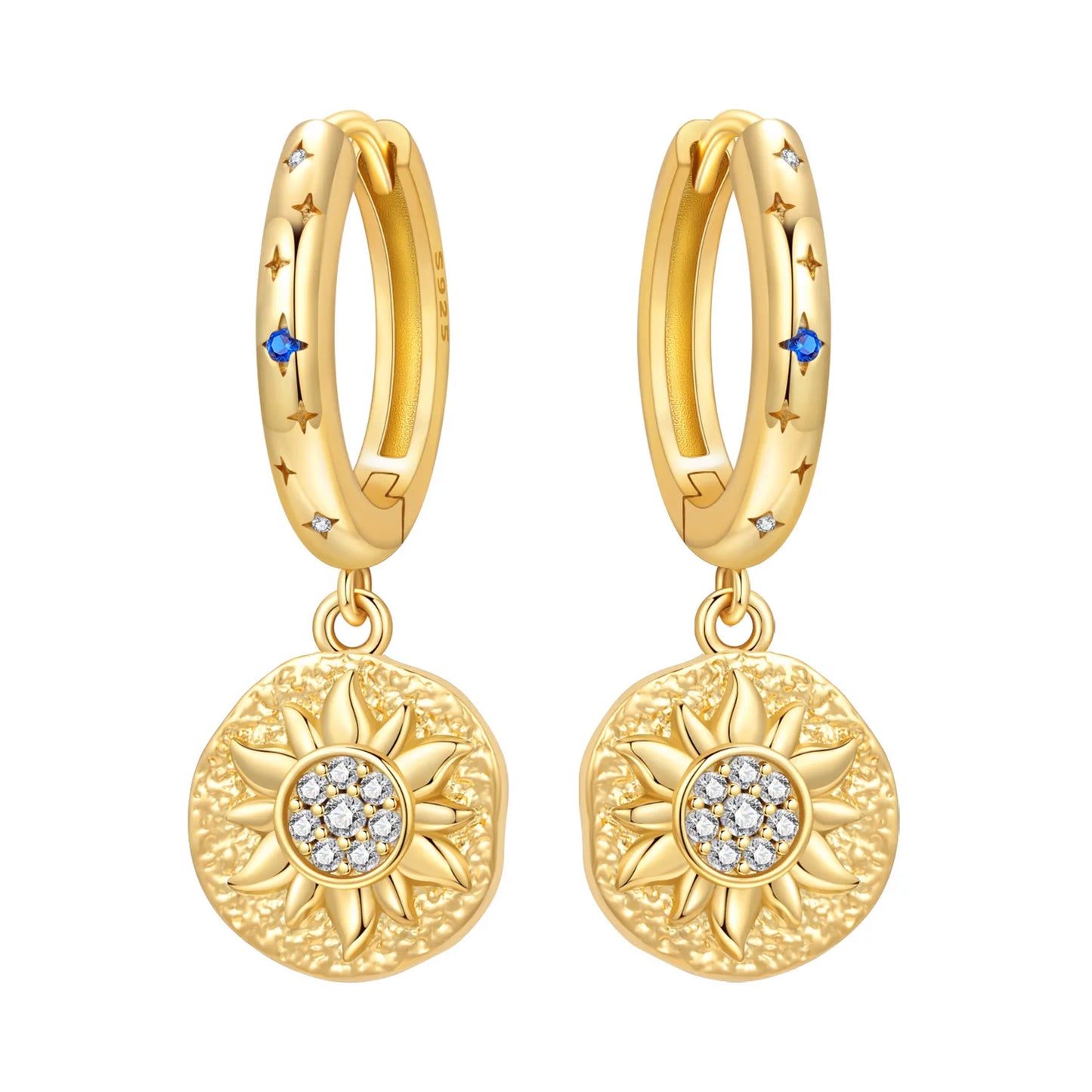 S925 Sterling Silver 18K Gold-Lined Zircon Hoop Earrings for Women
