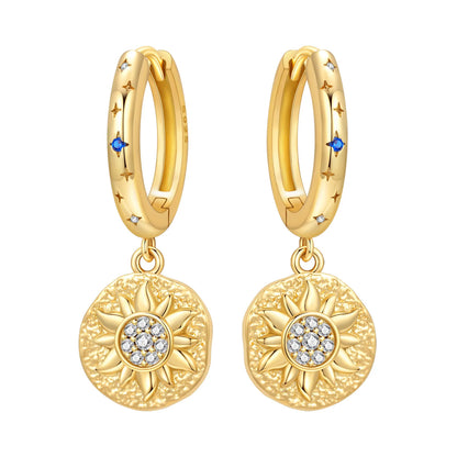S925 Sterling Silver 18K Gold-Lined Zircon Hoop Earrings for Women