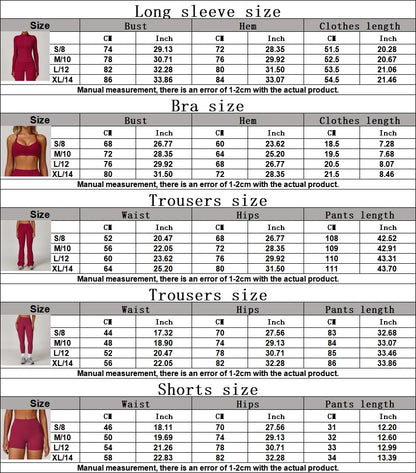 Women's 2/3PCS Yoga Set Workout Clothes Long Sleeve Sports Bra Leggings Gym Running Activewear Outfit