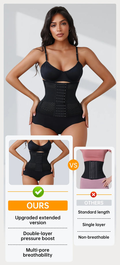 New Adjustable Waist Trainer for Women Double Belts Neoprene Corset with Zipper