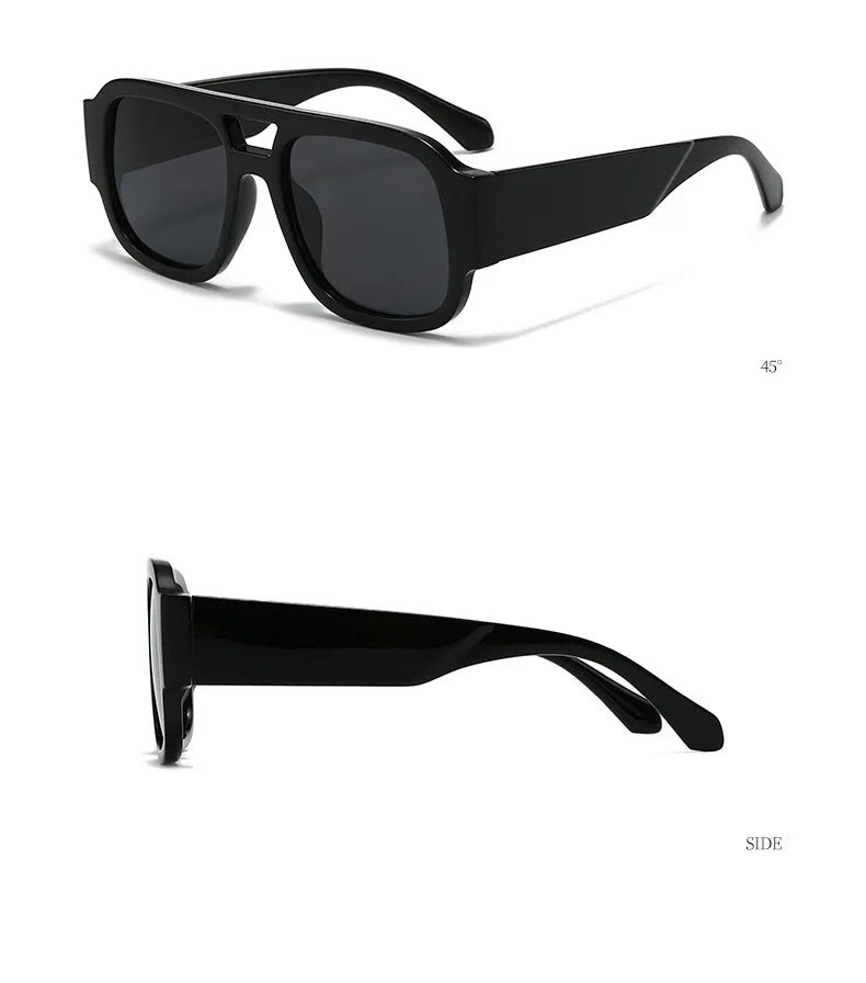 Retro Double Bridge Square Sunglasses for Women & Men – Candy Color Oversized UV400 Fashion Sun Glasses