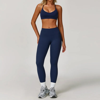 Women's 2/3PCS Yoga Set Workout Clothes Long Sleeve Sports Bra Leggings Gym Running Activewear Outfit