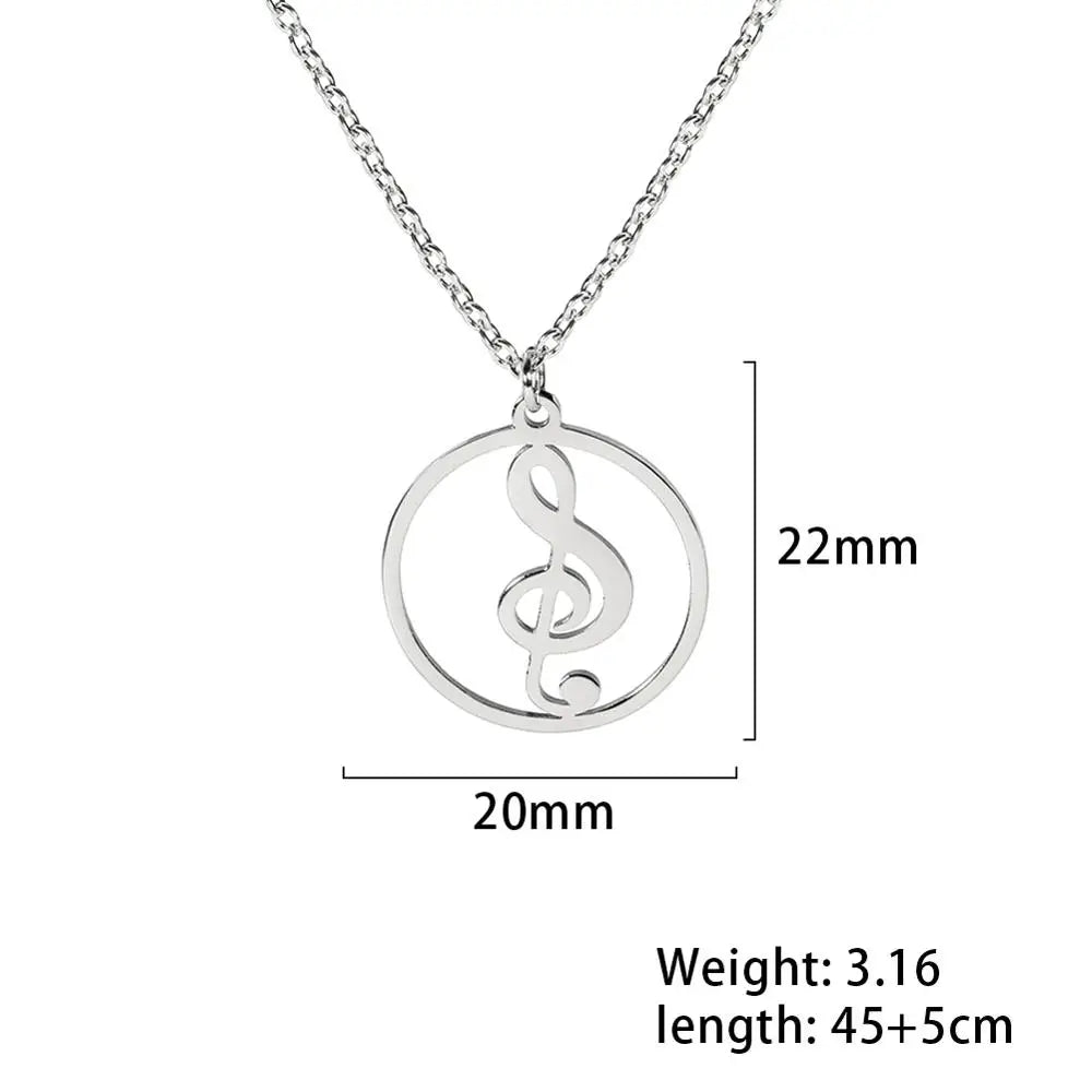 Music Necklace Treble Clef Note Chain Musical Symbol Staff Notation Gift For Woman Men Kid Child Silver Color Pendant Jewelry