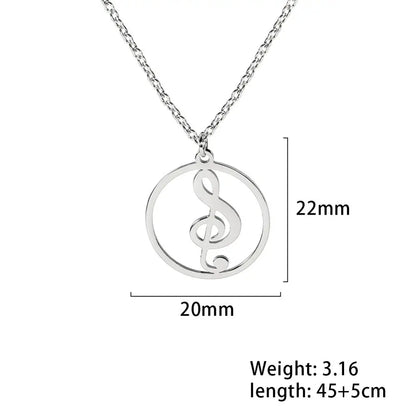 Music Necklace Treble Clef Note Chain Musical Symbol Staff Notation Gift For Woman Men Kid Child Silver Color Pendant Jewelry