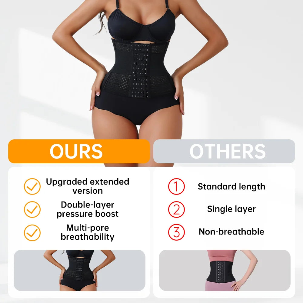 New Adjustable Waist Trainer for Women Double Belts Neoprene Corset with Zipper