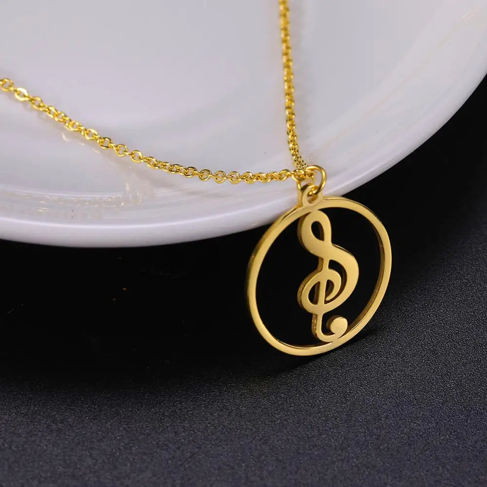 Music Necklace Treble Clef Note Chain Musical Symbol Staff Notation Gift For Woman Men Kid Child Silver Color Pendant Jewelry