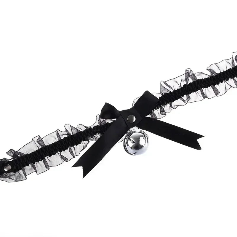 Lace Aesthetic Necklace Bow Knot Bell Choker Necklace Women's Cute Collar Gothic Simple Sexy Lovely Pendant Fashion Jewelry