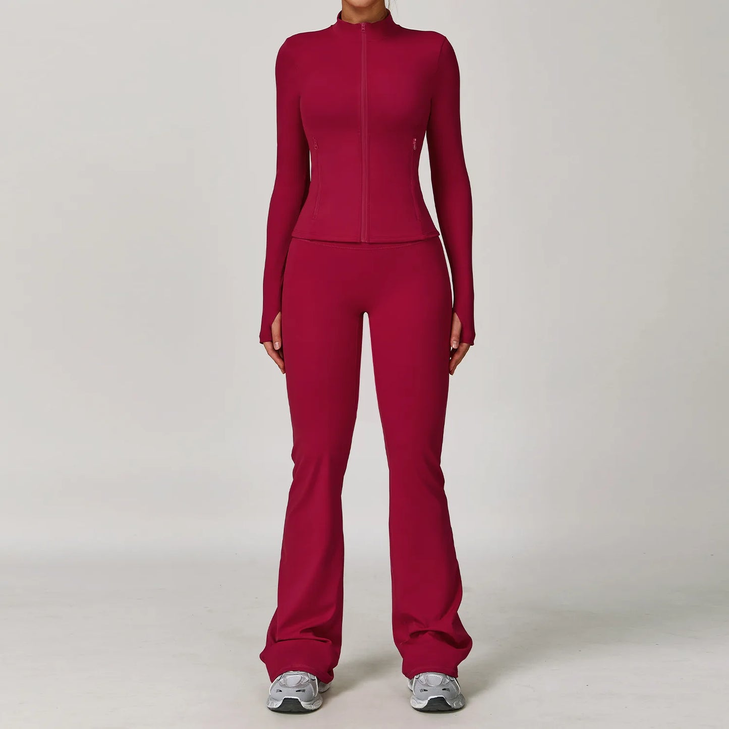 Women's 2/3PCS Yoga Set Workout Clothes Long Sleeve Sports Bra Leggings Gym Running Activewear Outfit