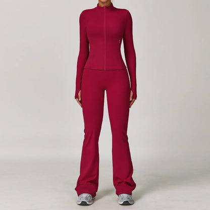 Women's 2/3PCS Yoga Set Workout Clothes Long Sleeve Sports Bra Leggings Gym Running Activewear Outfit