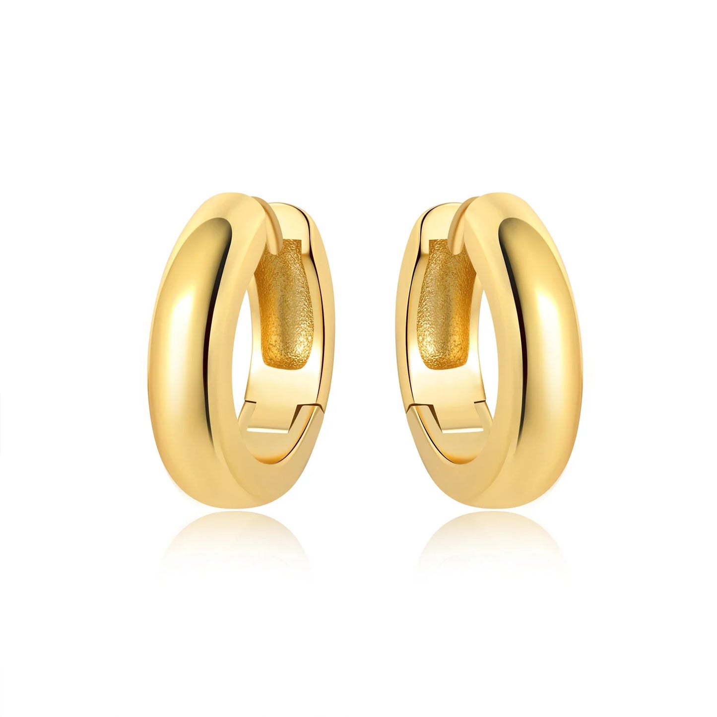 S925 Sterling Silver 18K Gold-Lined Zircon Hoop Earrings for Women