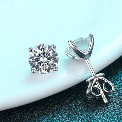 Moissanite Earring 0.2-2ct D VVS1 GRA Certified Lab Diamond 4 Claw s925 Unisex Sterling Silver Stud Earrings