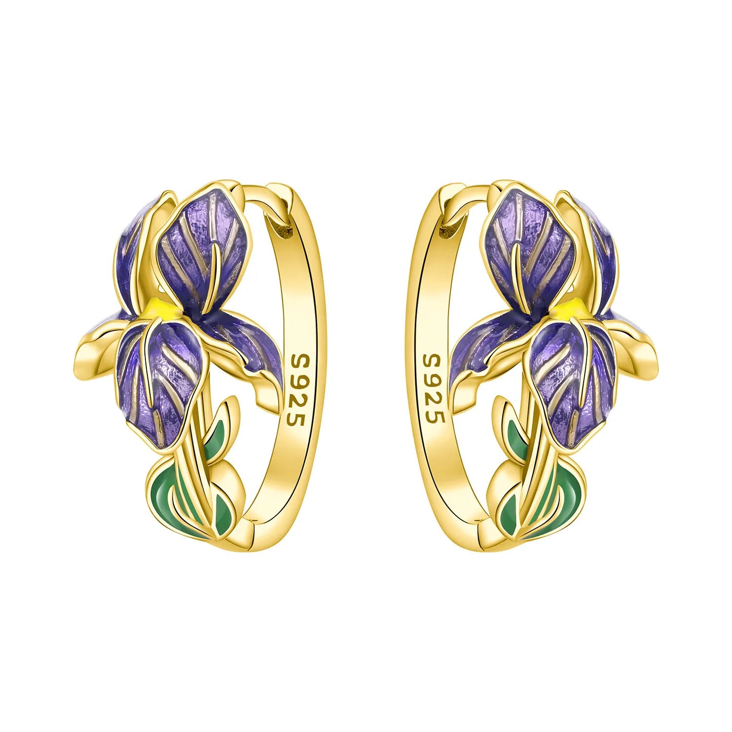 S925 Sterling Silver 18K Gold-Lined Zircon Hoop Earrings for Women