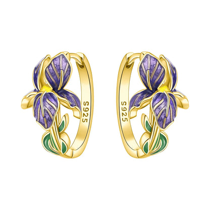 S925 Sterling Silver 18K Gold-Lined Zircon Hoop Earrings for Women