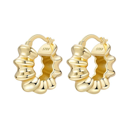 S925 Sterling Silver 18K Gold-Lined Zircon Hoop Earrings for Women
