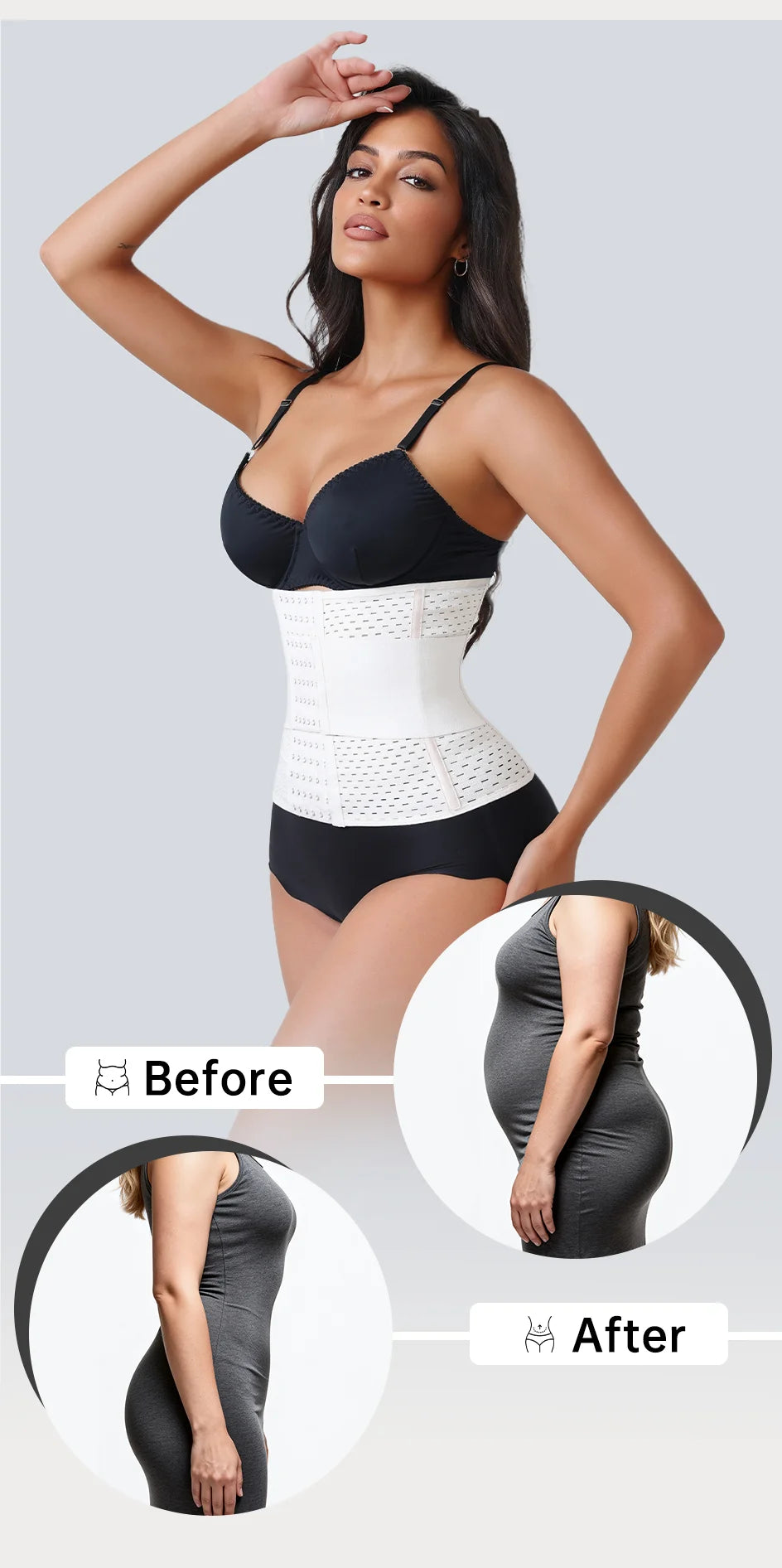 New Adjustable Waist Trainer for Women Double Belts Neoprene Corset with Zipper