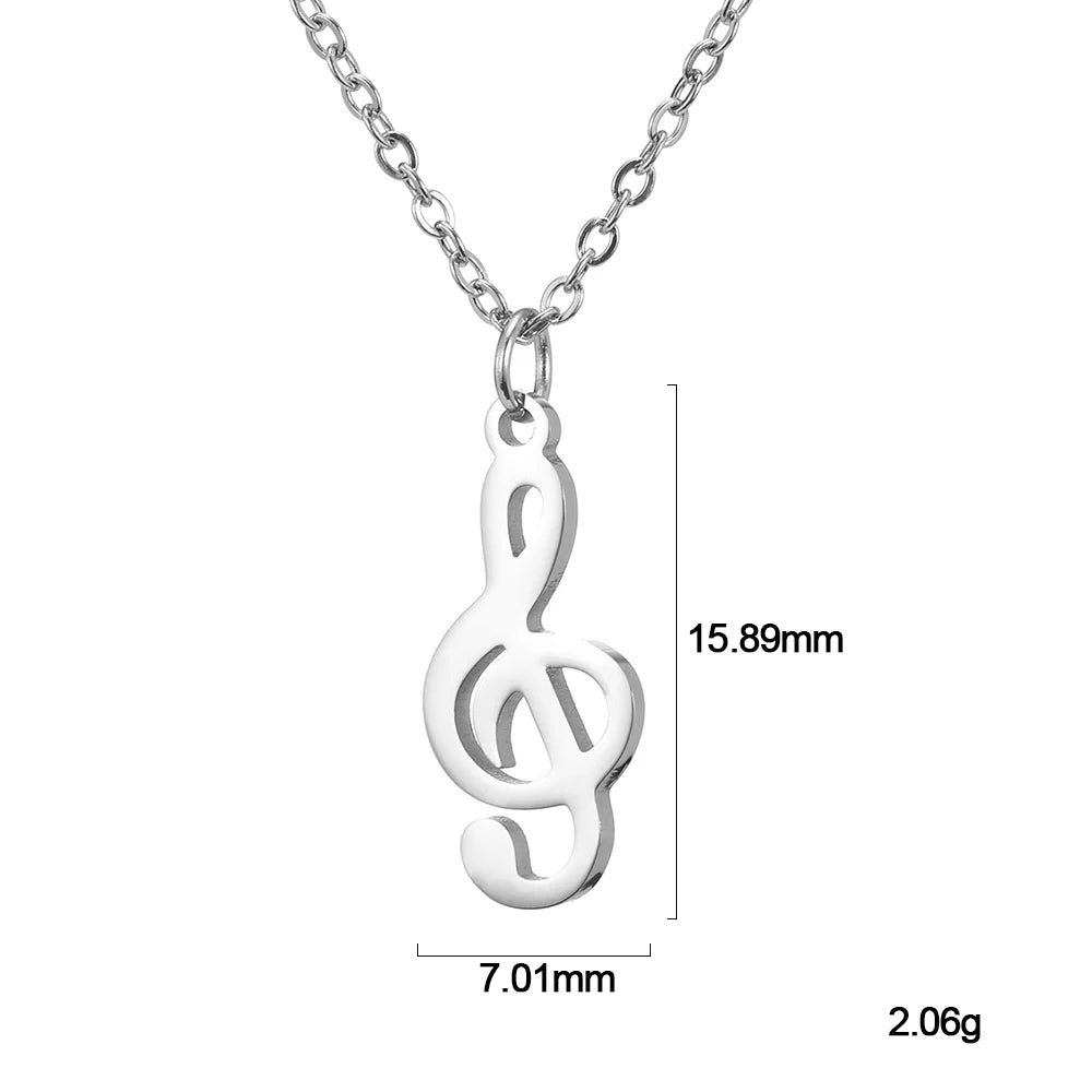 Music Necklace Treble Clef Note Chain Musical Symbol Staff Notation Gift For Woman Men Kid Child Silver Color Pendant Jewelry