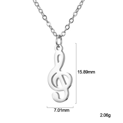 Music Necklace Treble Clef Note Chain Musical Symbol Staff Notation Gift For Woman Men Kid Child Silver Color Pendant Jewelry